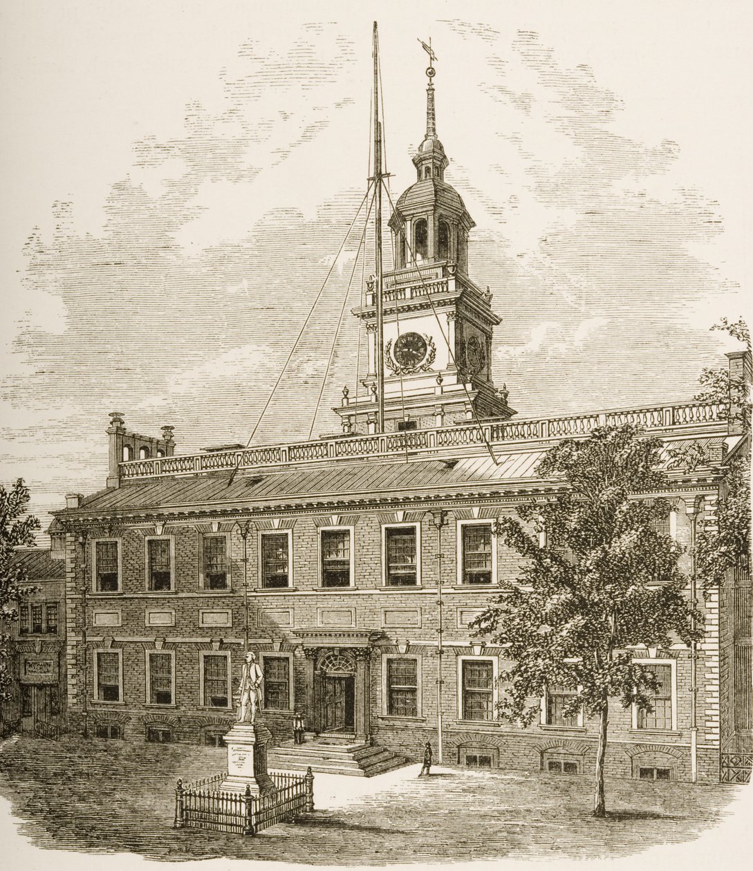 County Court House vagy, Independence Hall, Philadelphia Pennsylvania, 1880 körül alkotó: Reverend Samuel Manning