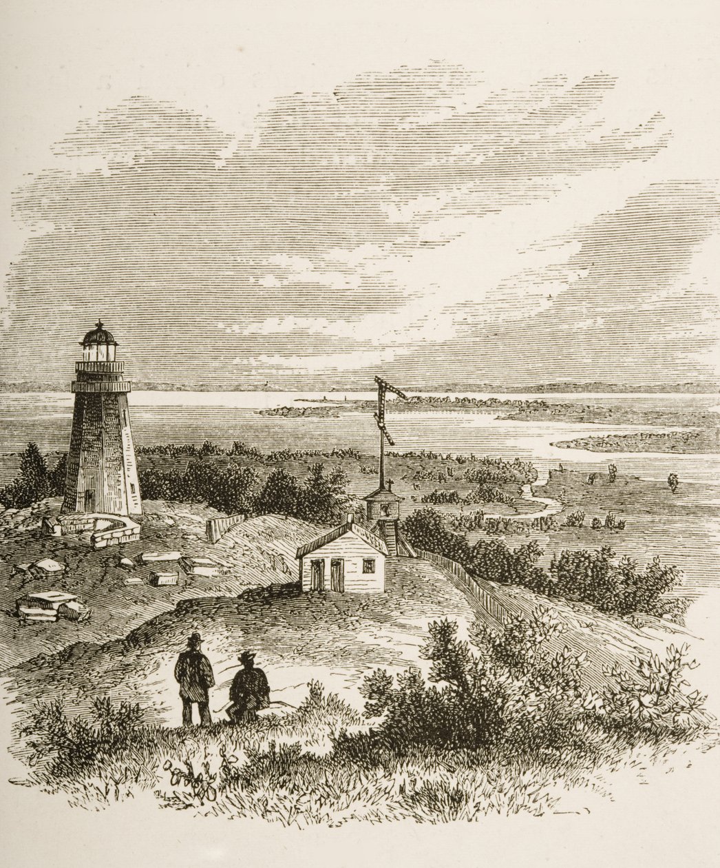 Sandy Hook New Jersey, a világítótoronyból nézve az 1870-es években, 1880 körül alkotó: Reverend Samuel Manning