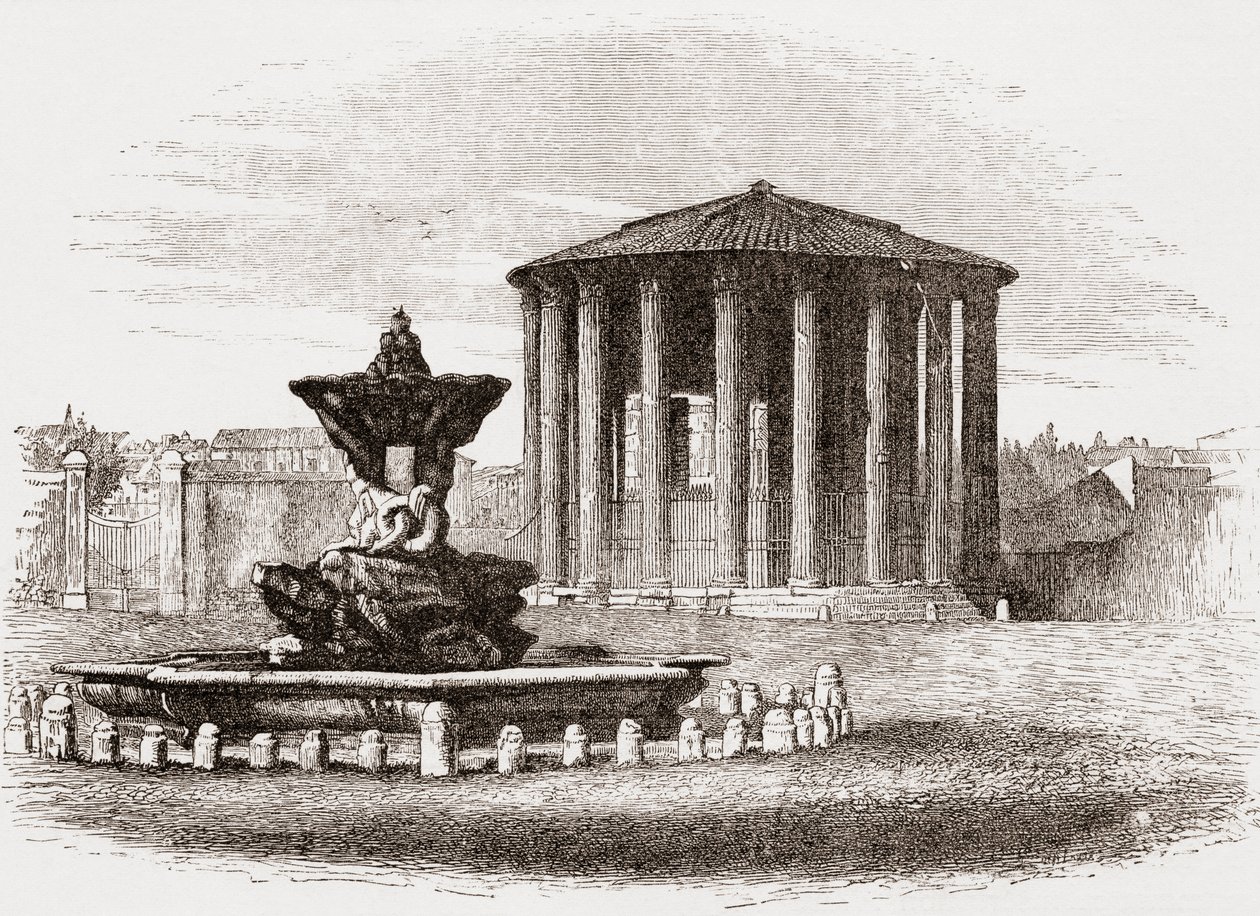 Vesta temploma, Forum Romanum, Róma, Olaszország, 19. század vége. A Rev. Samuel Manning által 1890 körül kiadott Italian Pictures című kötetből. alkotó: Reverend Samuel Manning