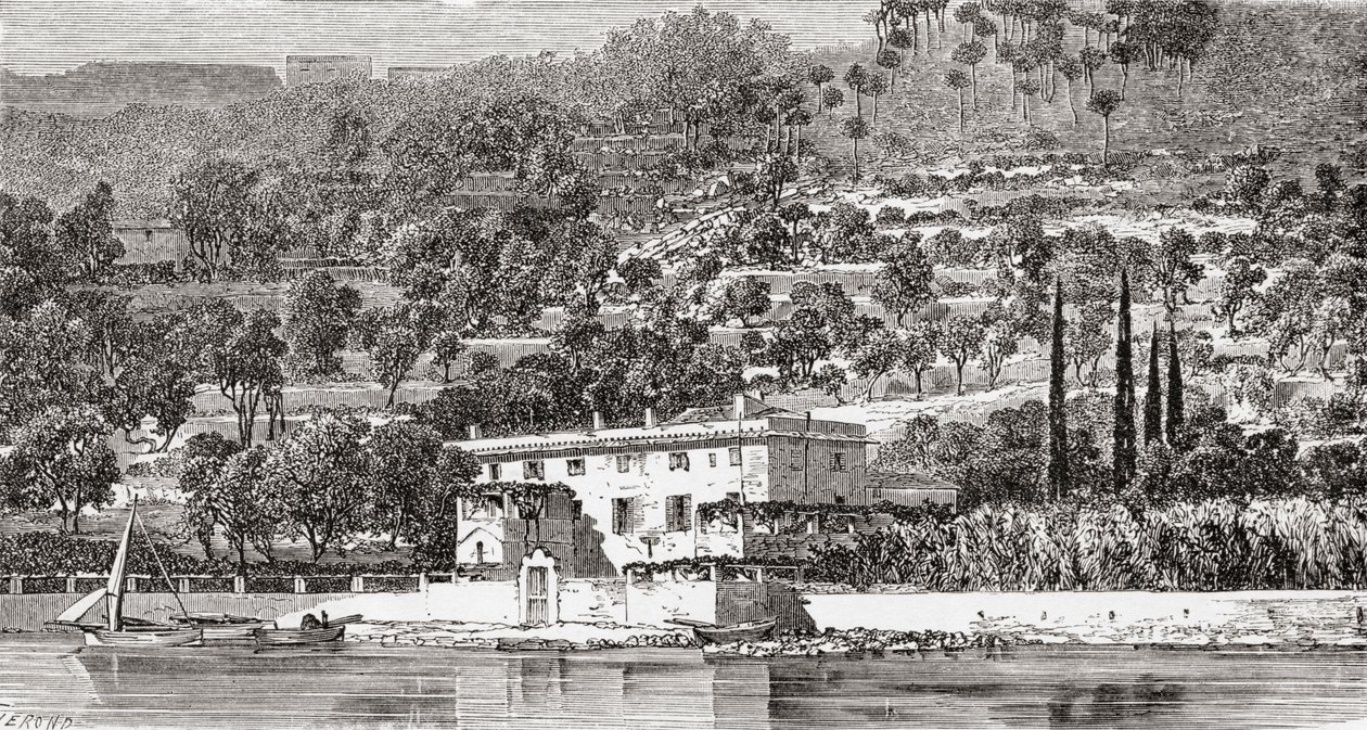 A Palmaria-sziget, La Spezziával szemben, Olaszországban, a 19. század végén. Samuel Manning tiszteletes 1890 körül kiadott Italian Pictures című művéből. alkotó: Reverend Samuel Manning
