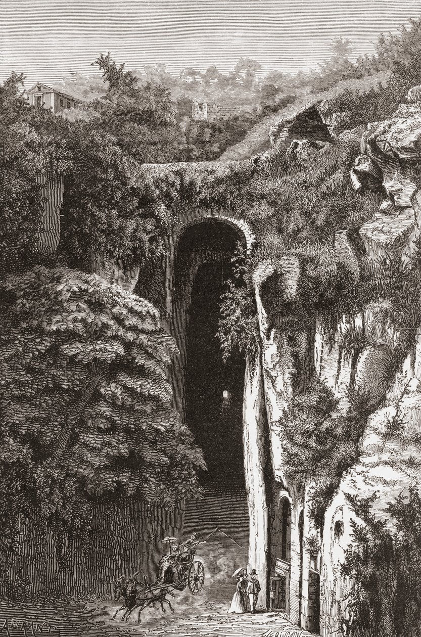 Vergilius sírja , Nápoly, Dél-Olaszország a 19. század végén. Samuel Manning tiszteletes 1890 körül kiadott Italian Pictures című művéből. alkotó: Reverend Samuel Manning