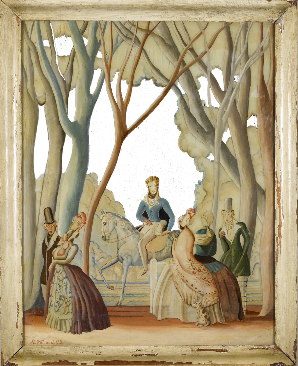 Erdős parkban sétáló alakok, 1930 körül (olaj, üveg) alkotó: Rex Whistler