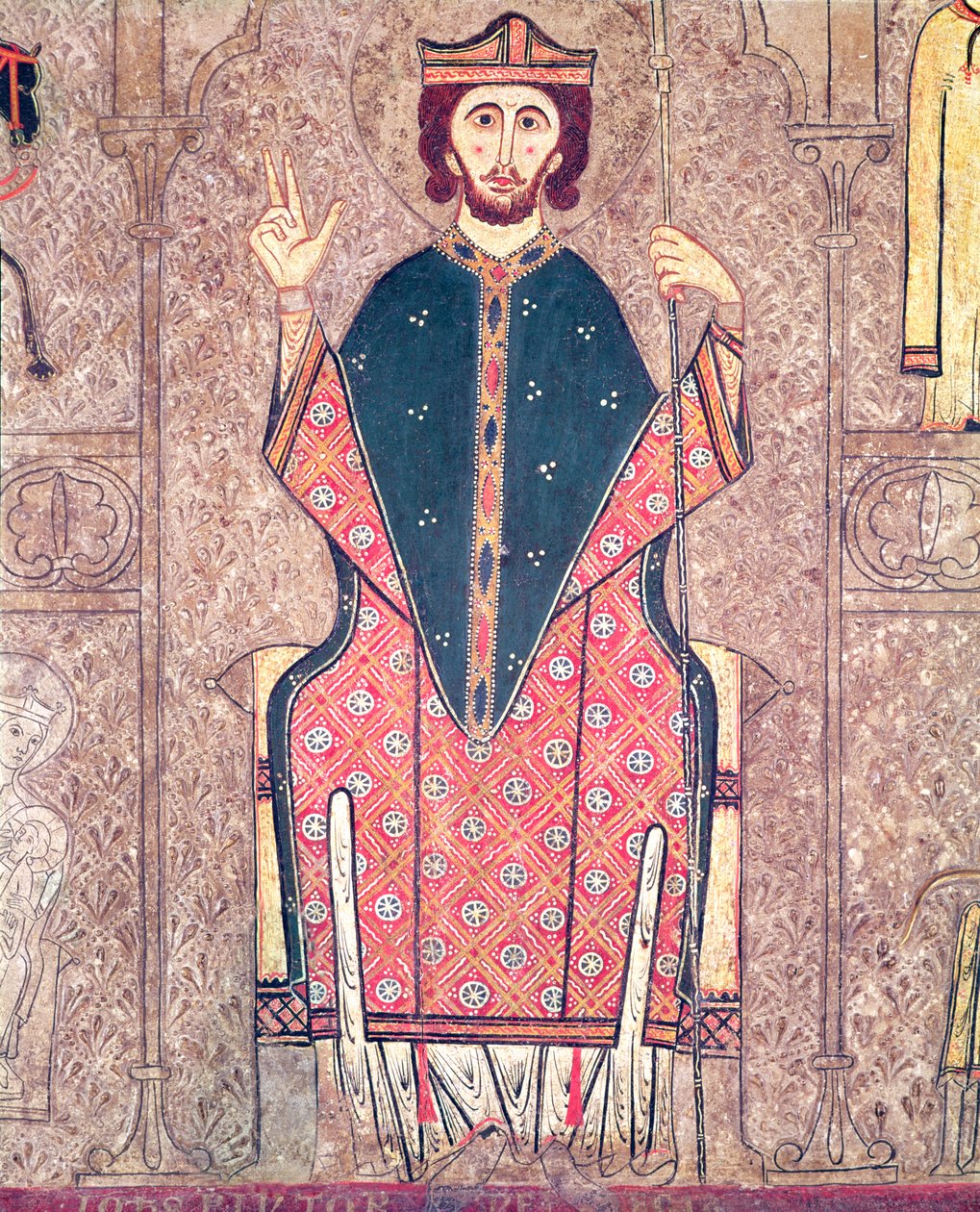 Tours-i Szent Márton, részlet a Chia állambeli Szent Márton-templom oltár homlokzatáról, 1150-1200 (tempera a panelen) (498163 részlet) alkotó: Ribagorça Workshop Johannes Pintor