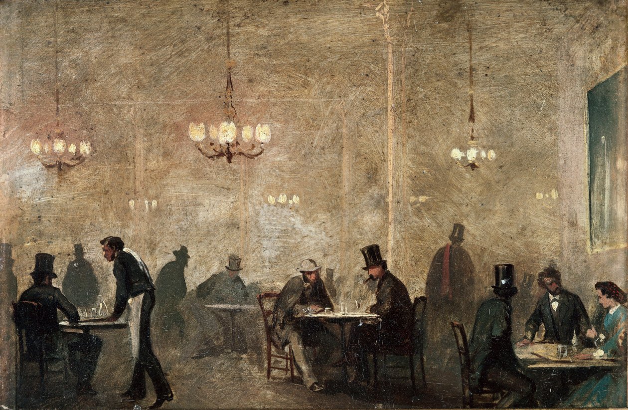 A kávézó, c. 1860-65 (olaj ónlemezen) alkotó: Ricardo Balaca y Canseco