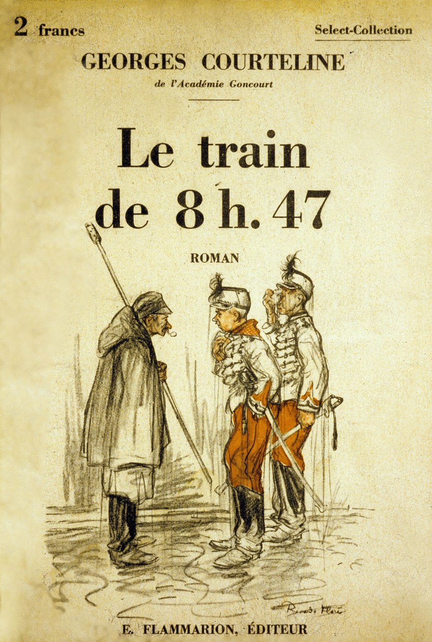 Georges Courteline "Le train de 8h47" könyvének borítója, Ricardo Flores illusztrációi c. 1908 alkotó: Ricardo Flores