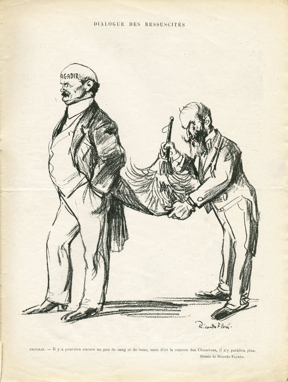 Illusztráció: Ricardo Flores (1878-1918) a Le Rire-ben, 09/05/14 - Újraélők párbeszéde - Marokkó, Agadir - Ceccaldi alkotó: Ricardo Flores