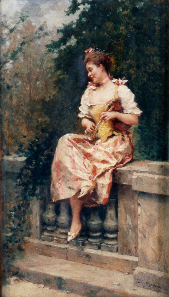 Lány fuvolával, 1895 körül (olaj, tábla) alkotó: Ricardo de Madrazo y Garreta