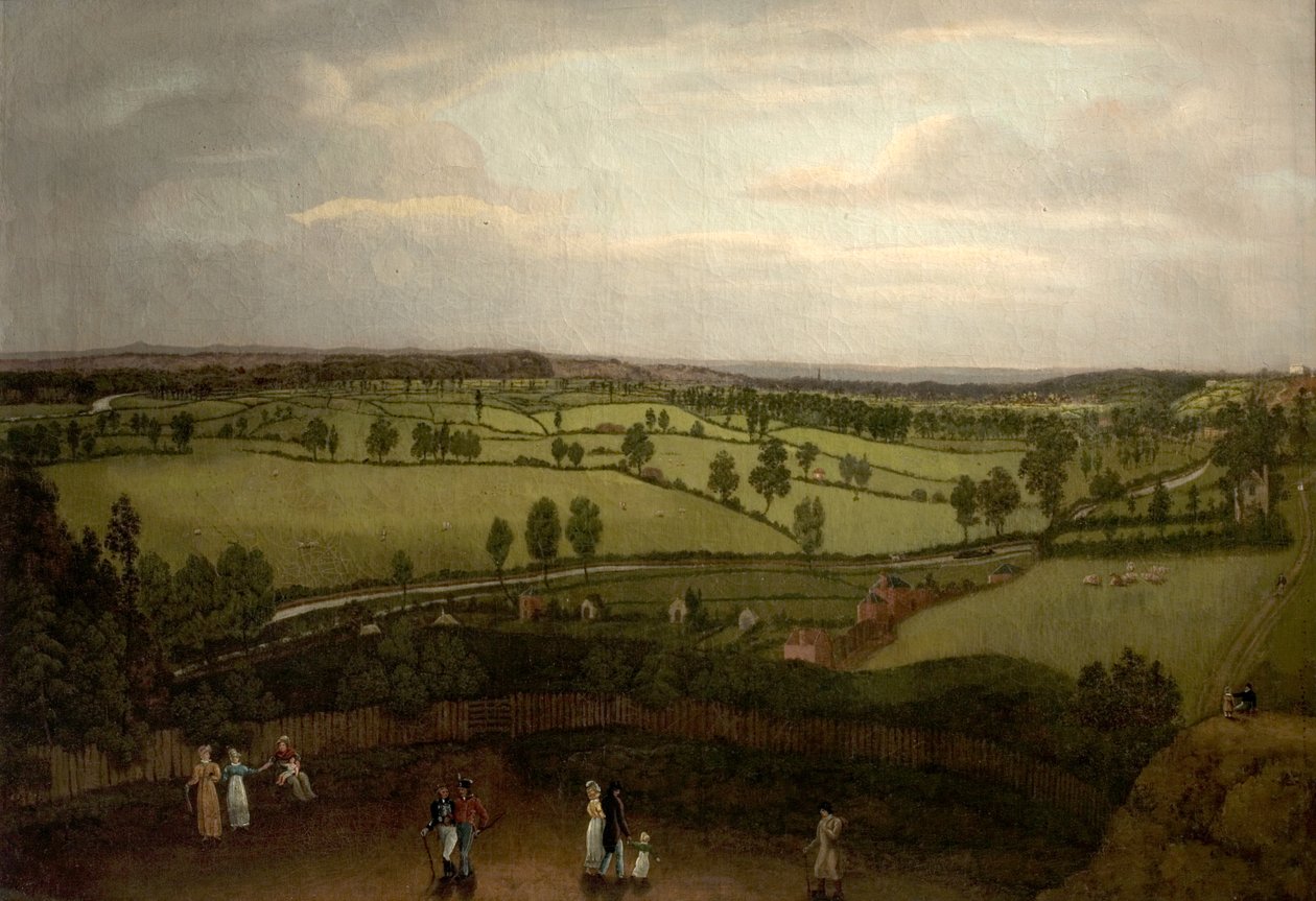 Nottingham Meadows a Rock Cliffről, ahol a Lenton Road Park Valley-be fordul alkotó: Richard Bonington