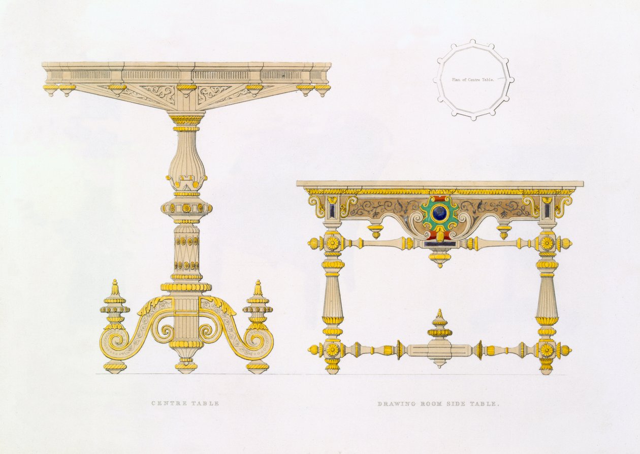 Középső asztal és szalonasztal, 1833 alkotó: Richard Bridgens