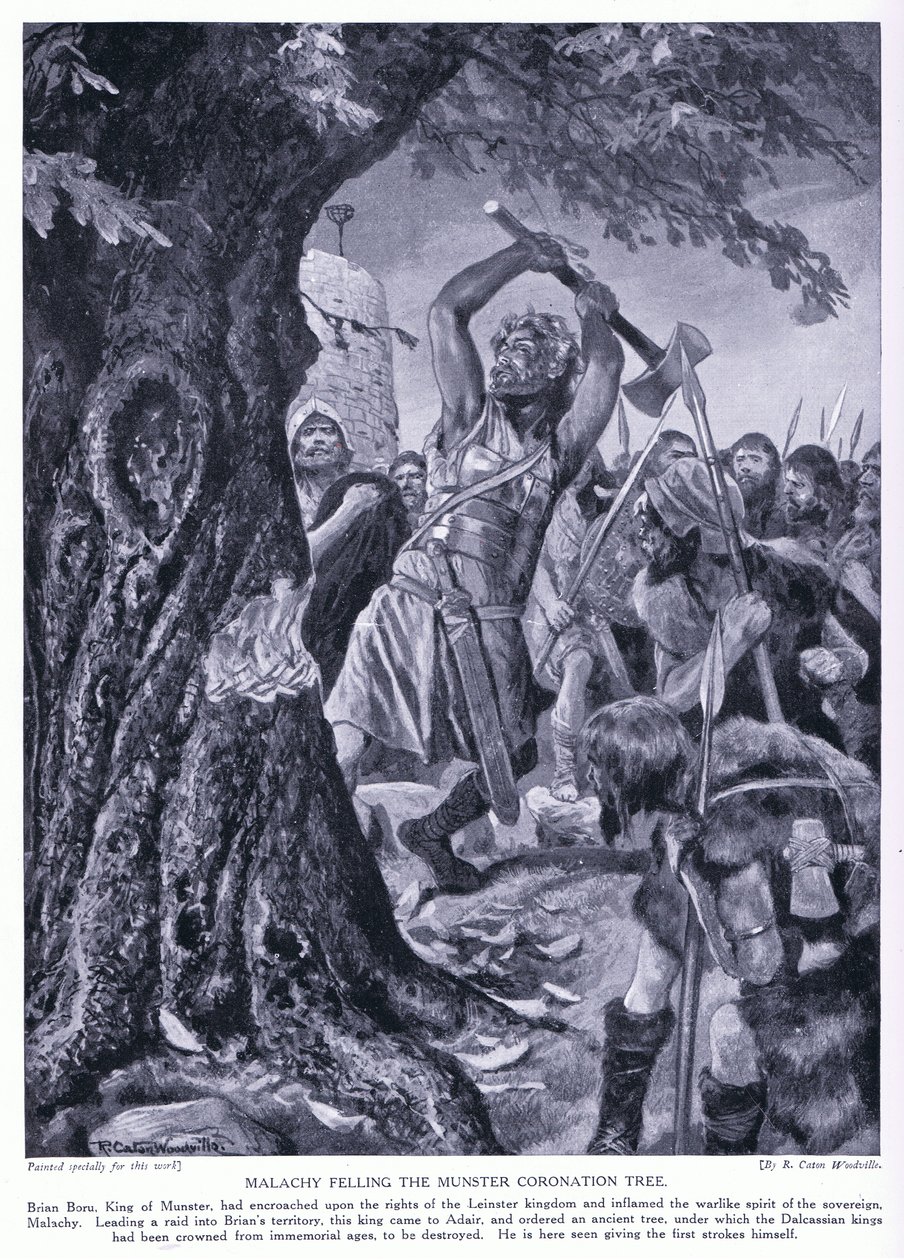 Malchy a Munster koronázási fájának kivágása, 1920-as évek alkotó: Richard Caton Woodville junior