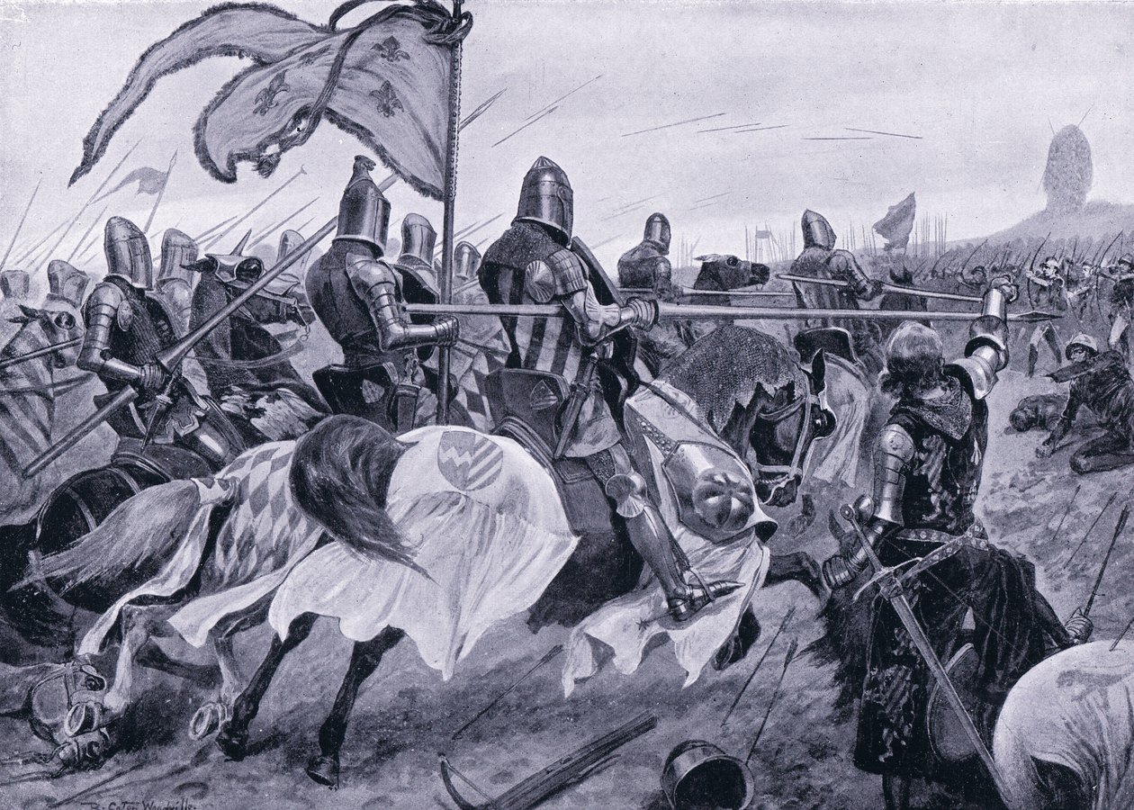 Crecy-i csata AD1346, 1920-as évek alkotó: Richard Caton Woodville junior