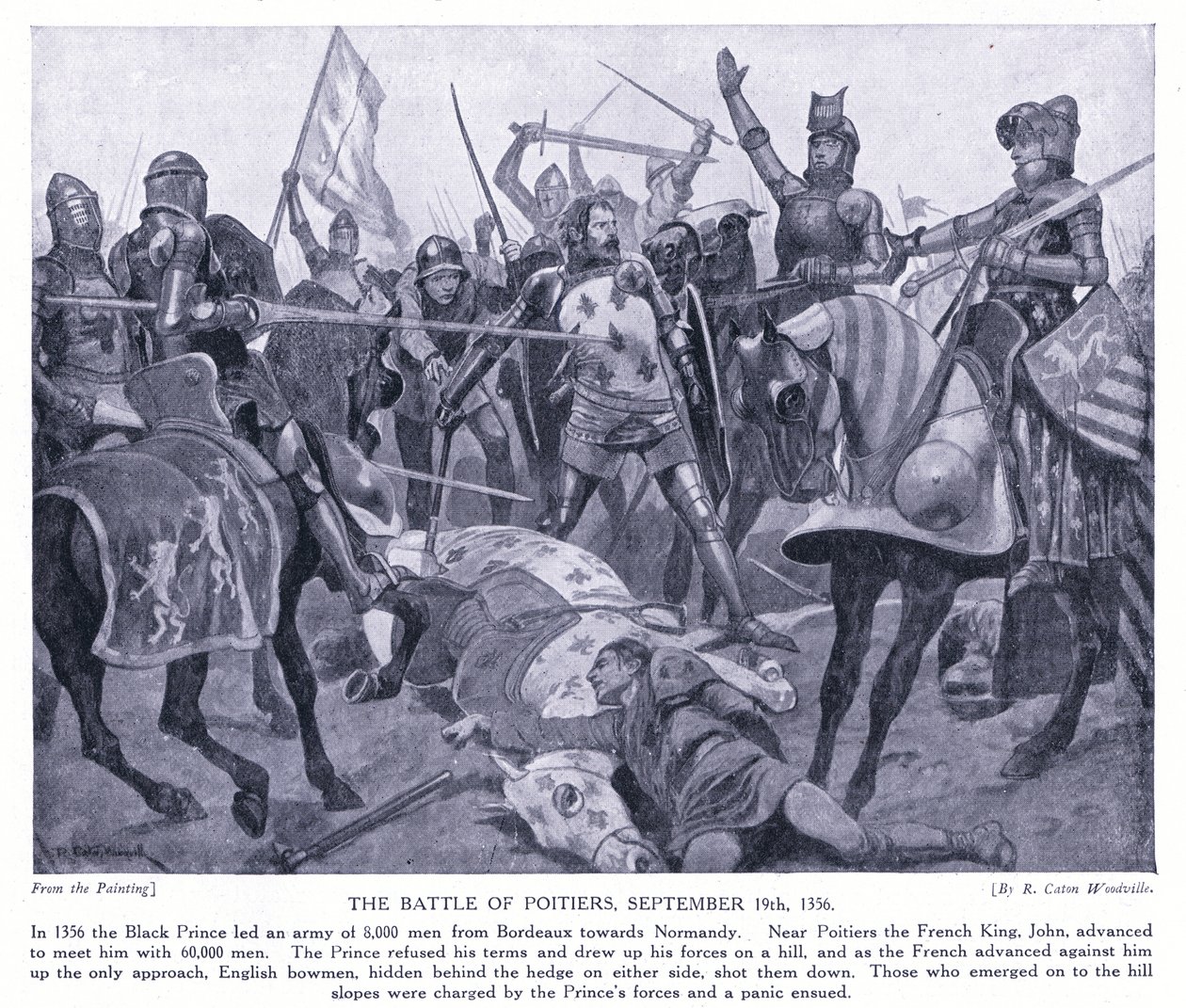 A poitiers-i csata AD1356, 1920-as évek alkotó: Richard Caton Woodville junior
