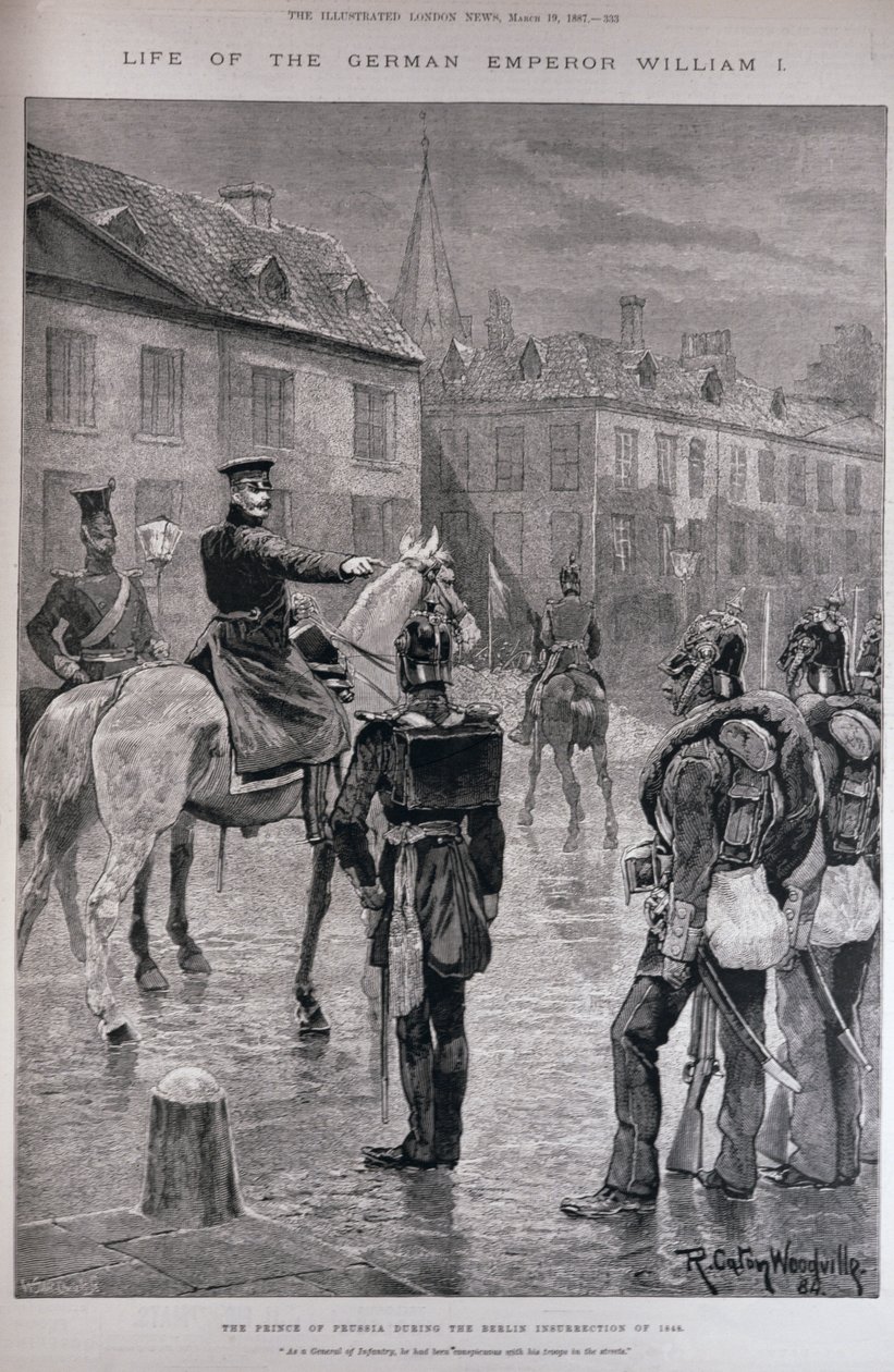 Poroszország hercege az 1848-as berlini felkelés idején, a „The Illustrated London News”-ból, 1887. március 19. alkotó: Richard Caton Woodville junior
