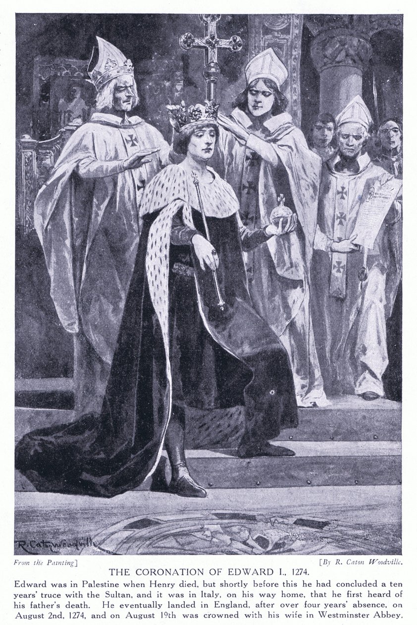 I. Edward koronázása 1274, 1920-as évek alkotó: Richard Caton Woodville junior