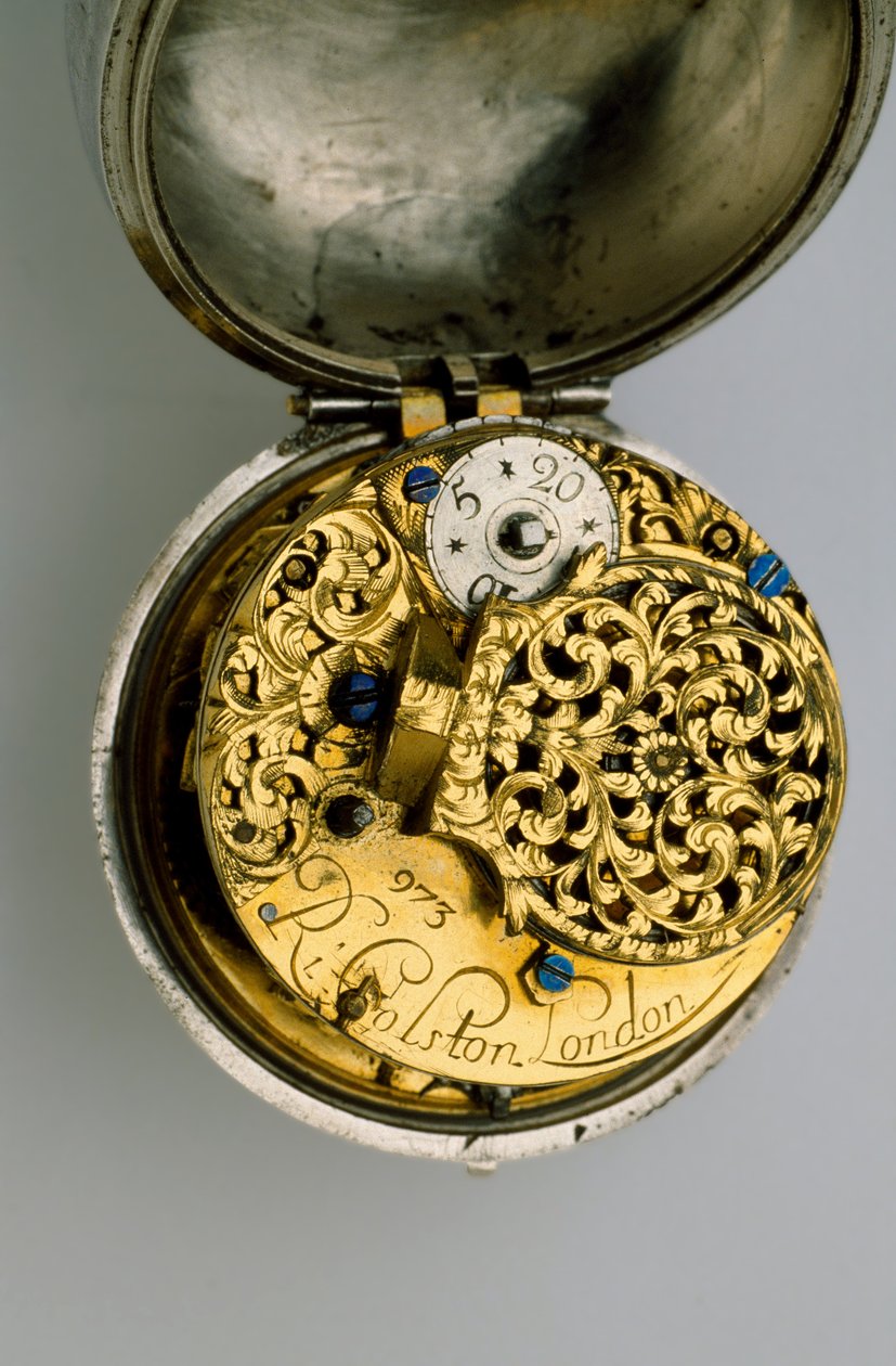 Páros tokos verge óra belseje, 1685 körüli (ezüst és sárgaréz) alkotó: Richard Colston