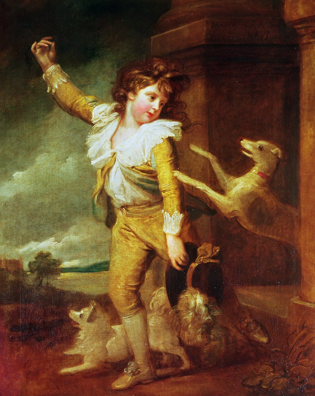 Fiú kutyákkal alkotó: Richard Cosway