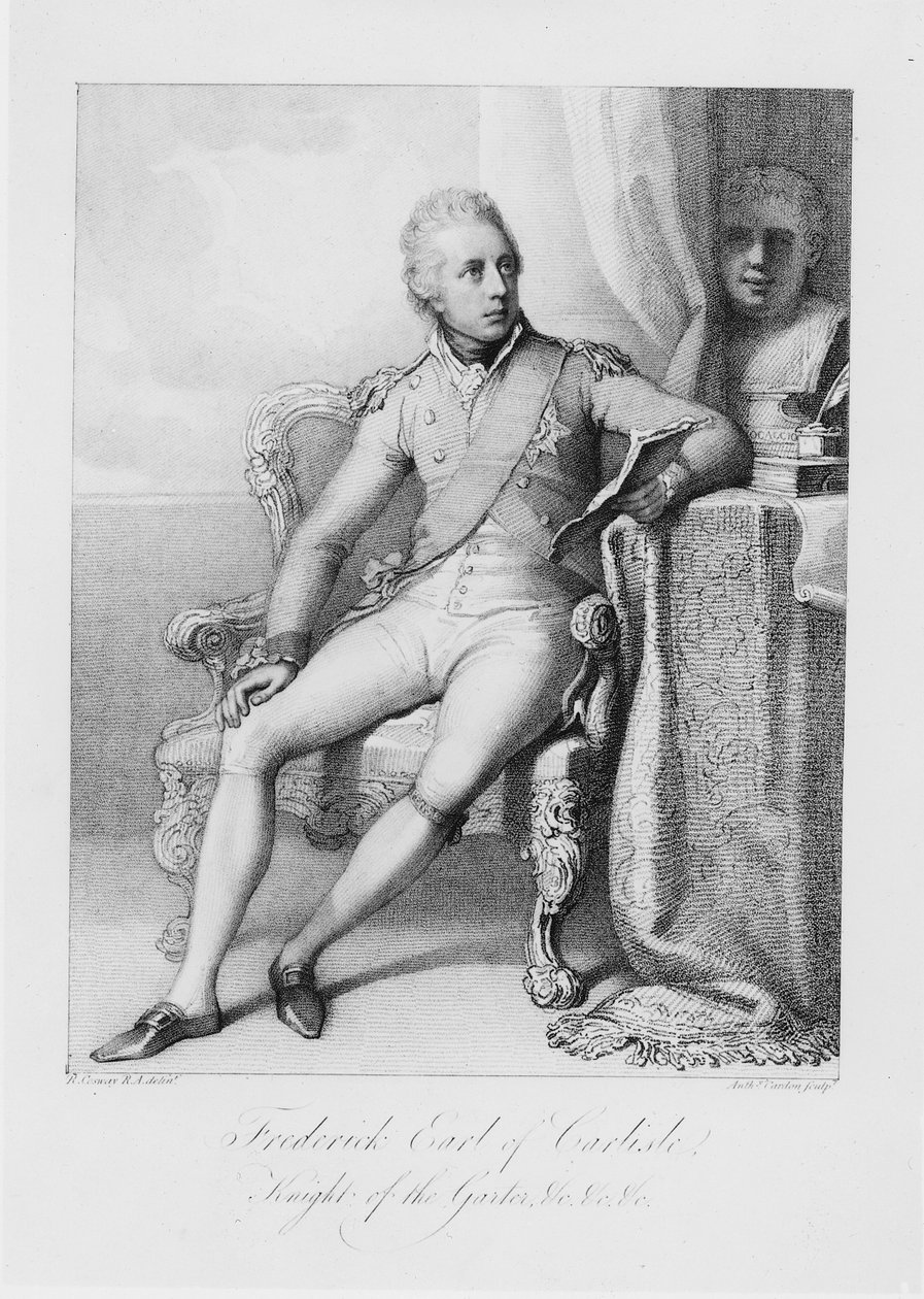 Frederick Earl of Carlisle, a harisnyakötő lovagja, 1800 körül (pecsétes rézkarc) alkotó: Richard Cosway
