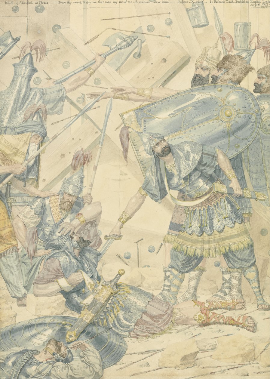 Abimelek halála Thebezben, 1855 (wc grafit fölött, papíron) alkotó: Richard Dadd