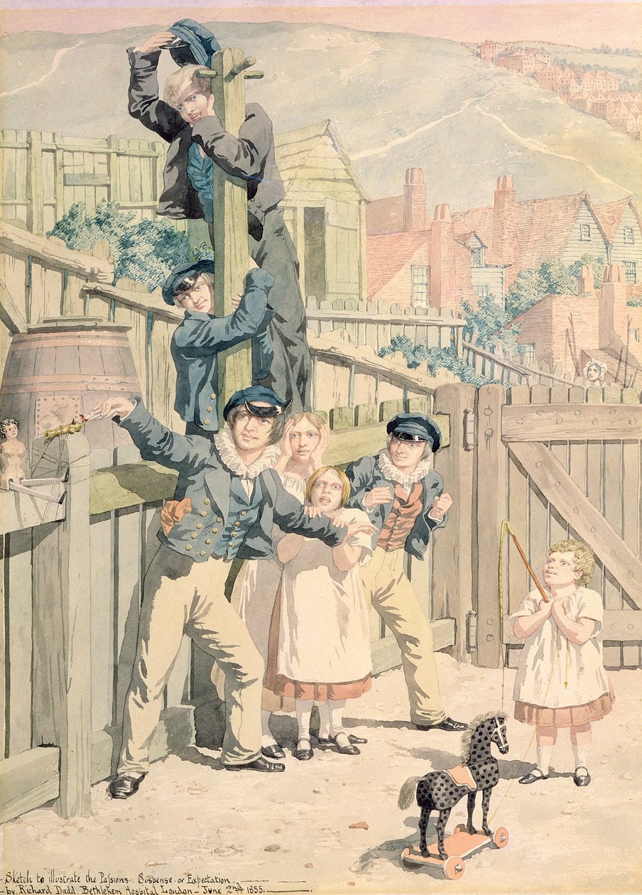 Vázlat a szenvedélyek illusztrálására: Suspense or Expectation, 1855 (wc, toll és tinta grafit felett papíron) alkotó: Richard Dadd