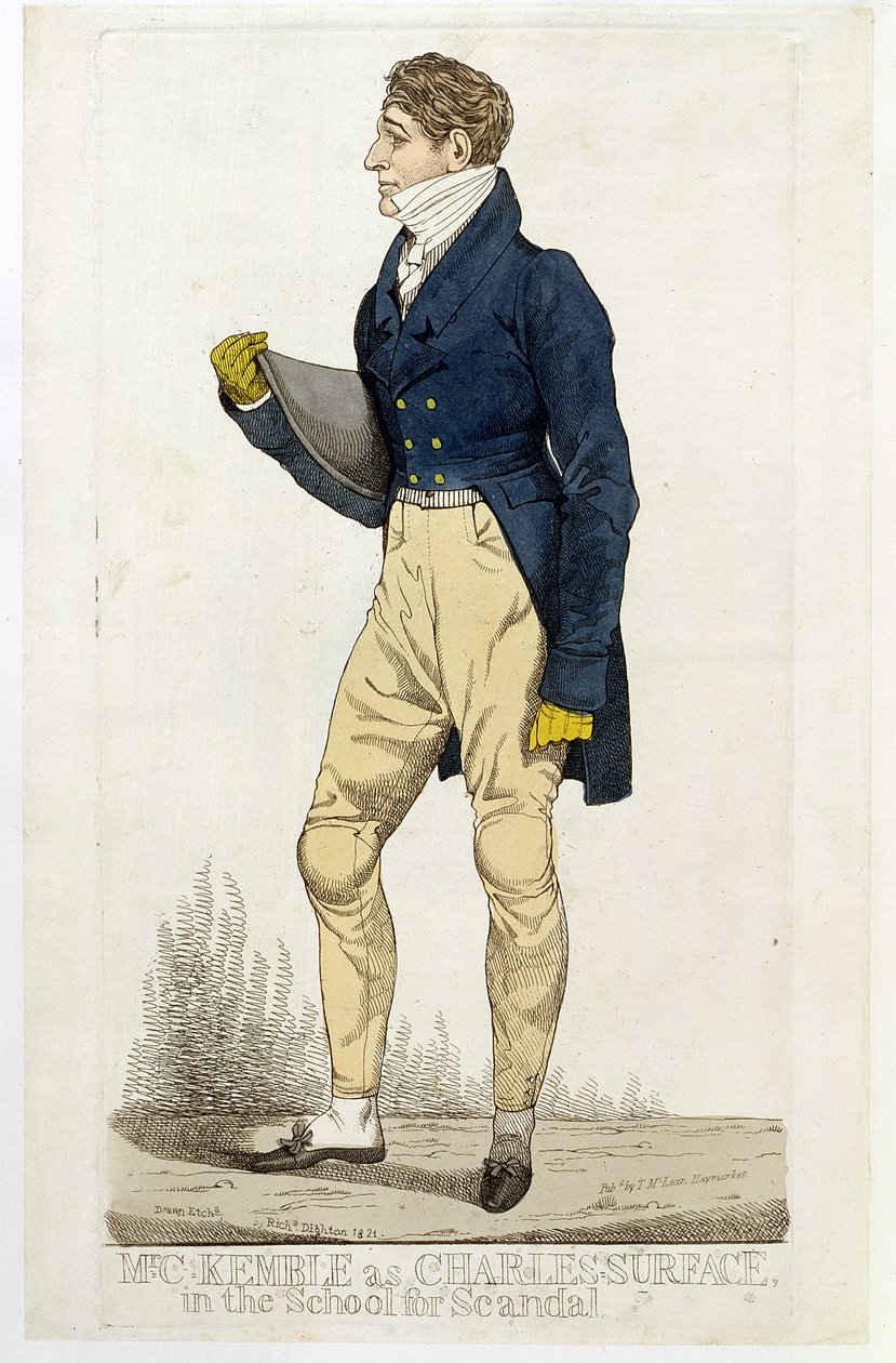 Charles Kemble (1775-1854) Charles Surface szerepében a „The School for Scandal” című kocsmában. Thomas McLean, 1821 (színes rézkarc) alkotó: Richard Dighton
