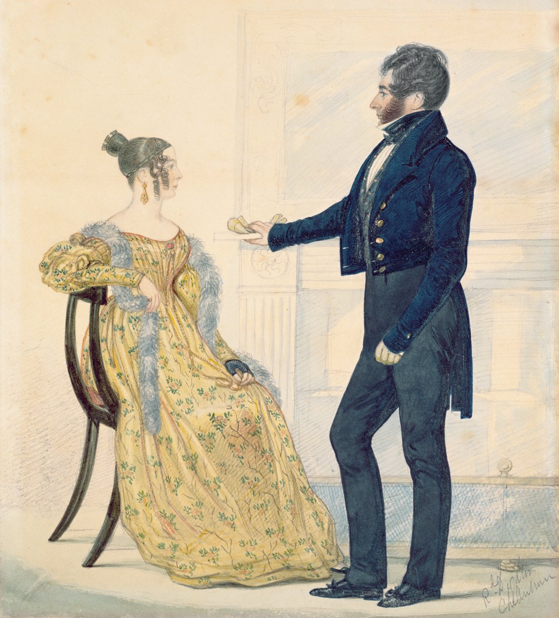 George Ruddle kapitány és asszony portréja, 1835 körül (wc) alkotó: Richard Dighton