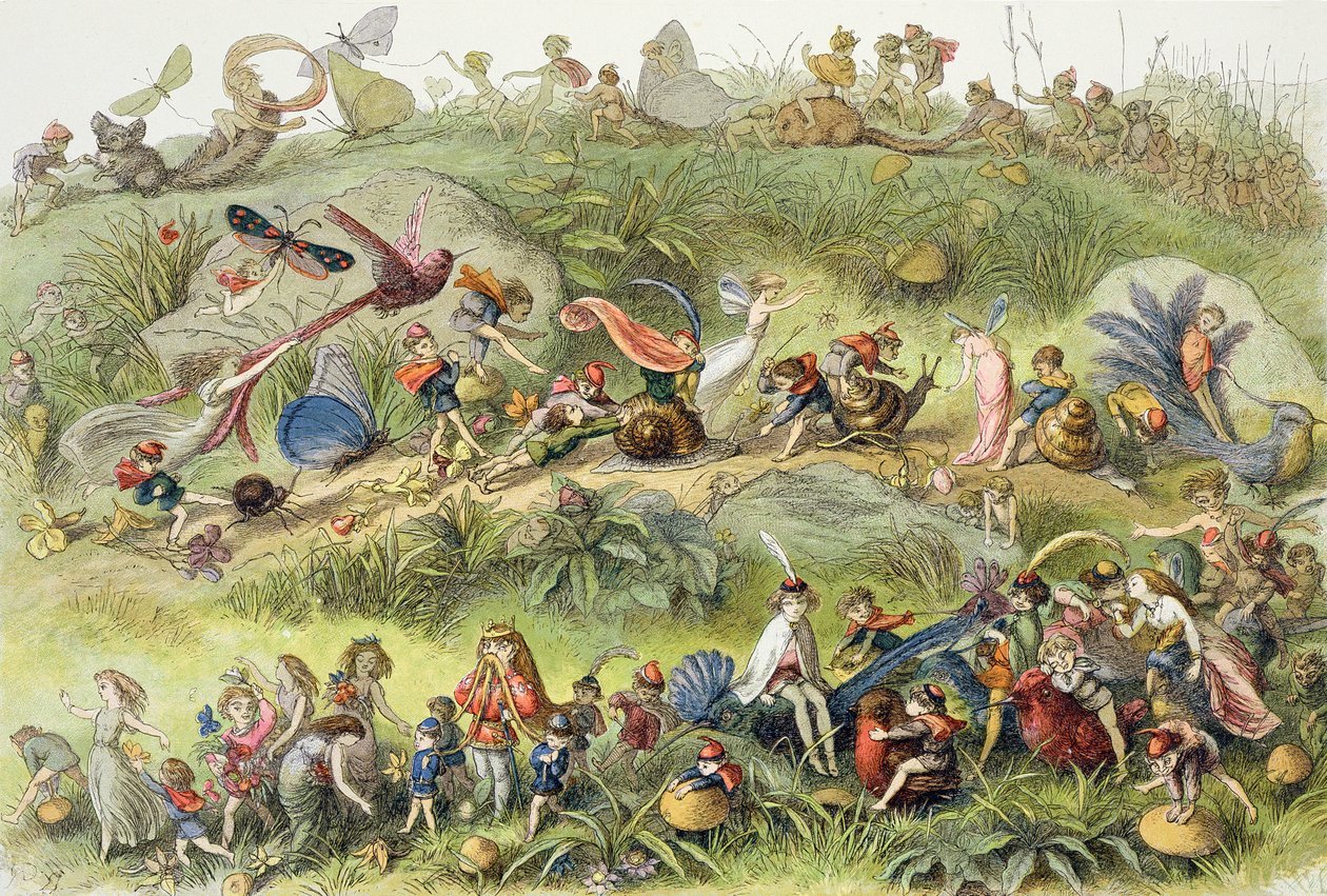 Az elf-király diadalmenete, illusztráció a „Tündérországban: Képek sorozata az elf-világból” című filmből, William Allingham és Andrew Lang alkotó: Richard Doyle