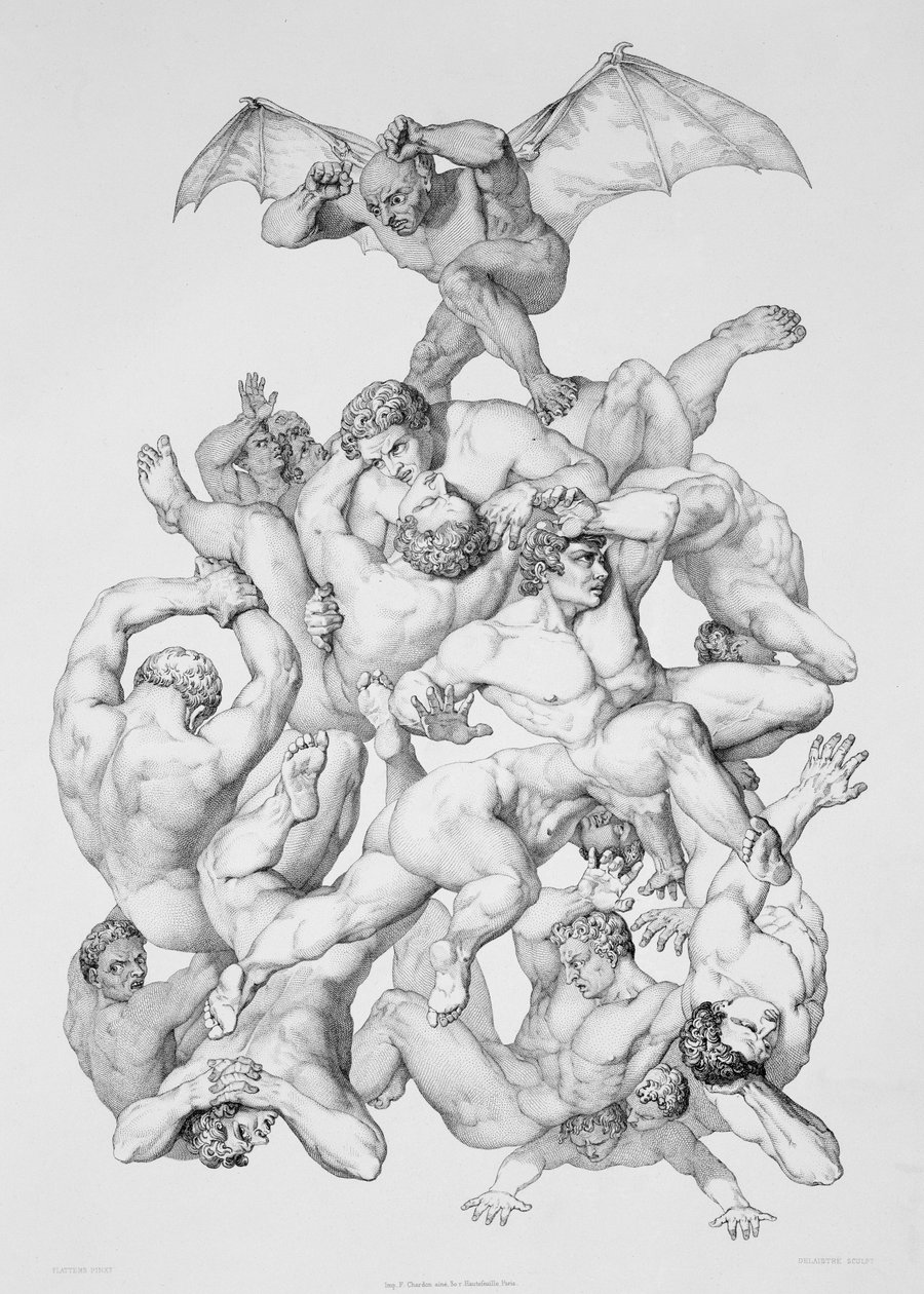 Belzebub kiűzi a bukott angyalokat, illusztrációja John Milton (1608-74) „Elveszett Paradicsom” 1868-ban Párizsban megjelent kiadásának. alkotó: Richard Edmond Flatters