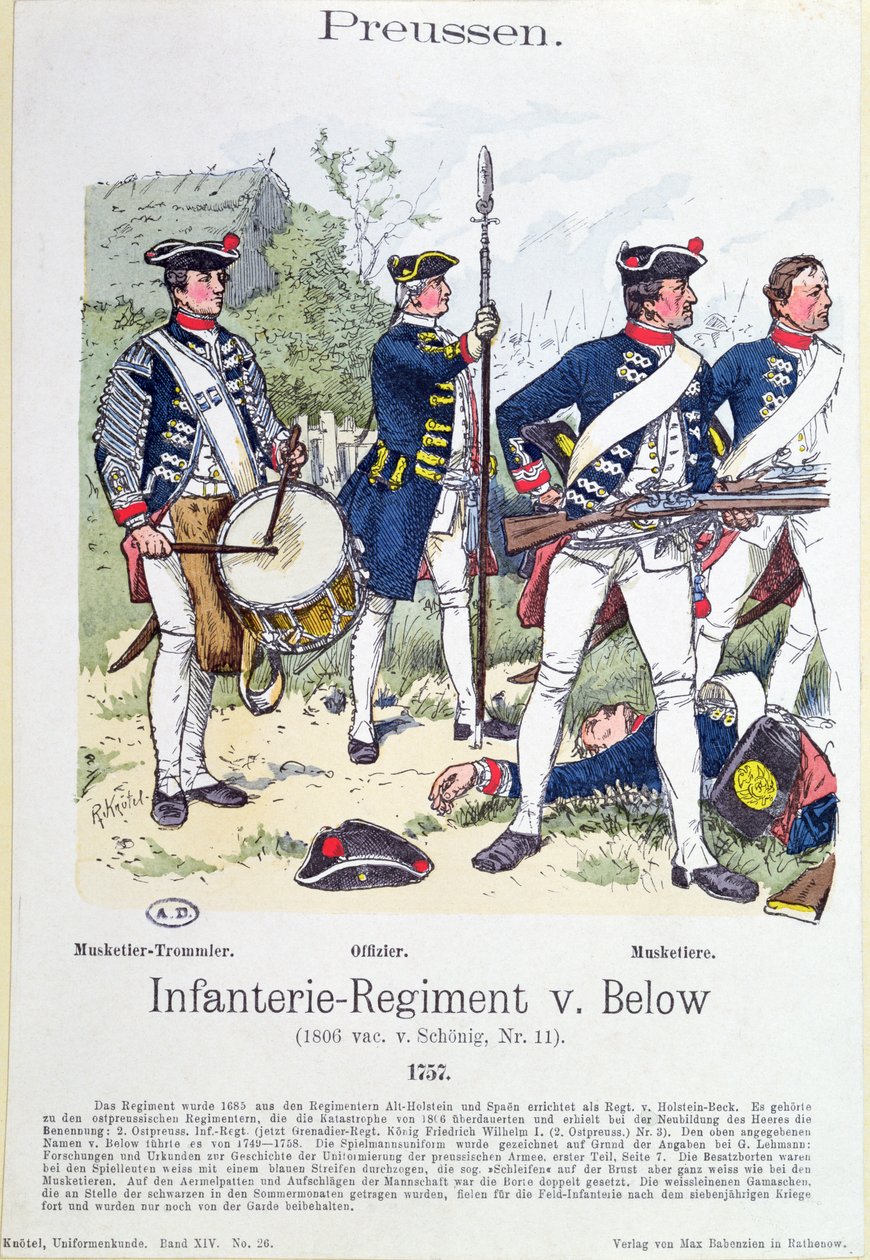 A von Below porosz gyalogezred katonái 1757-ben, 1890 körül alkotó: Richard Knoetel