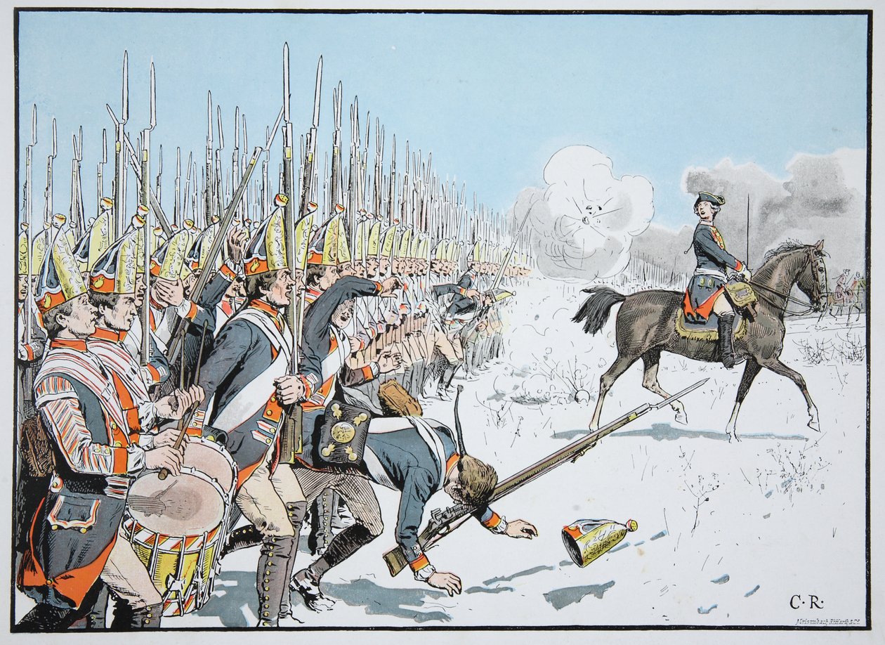 A potsdami gárda felvonulása Leuthenben, 1757. december 5 alkotó: Richard Knoetel