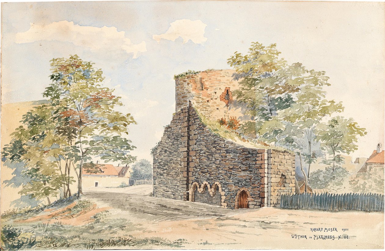 Angol: The Wienertor in Marcheggn alkotó: Richard Moser