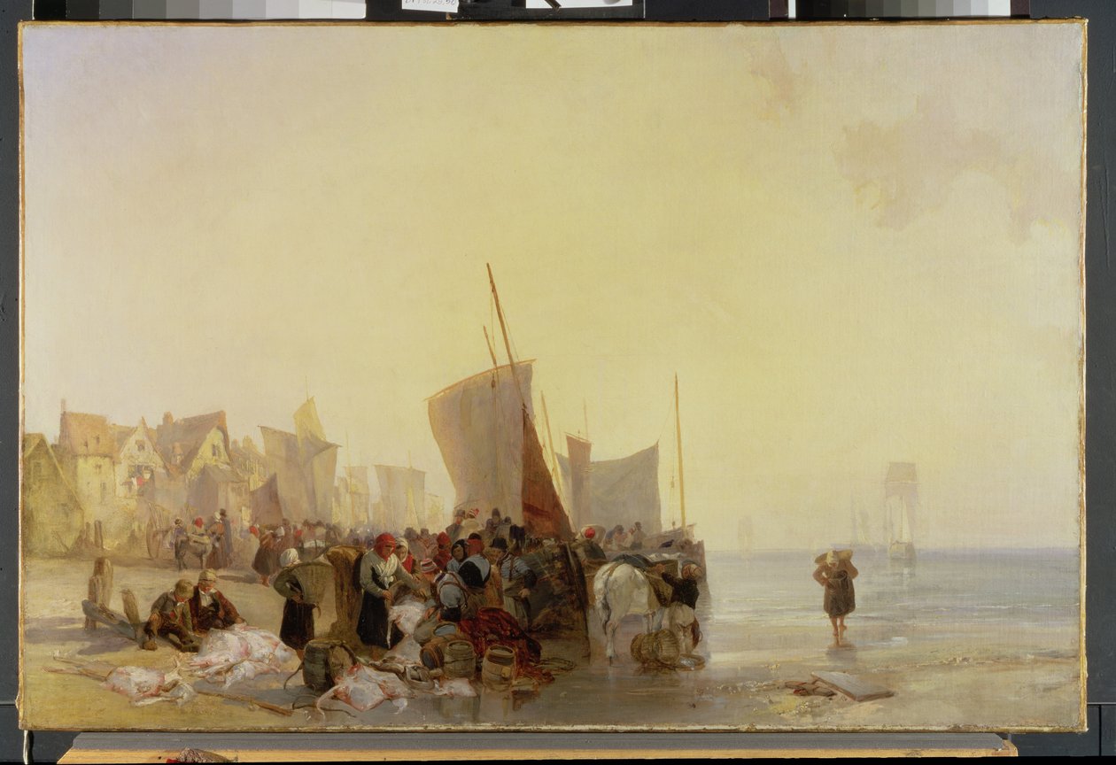 Egy halpiac Boulogne mellett, 1824 körül alkotó: Richard Parkes Bonington