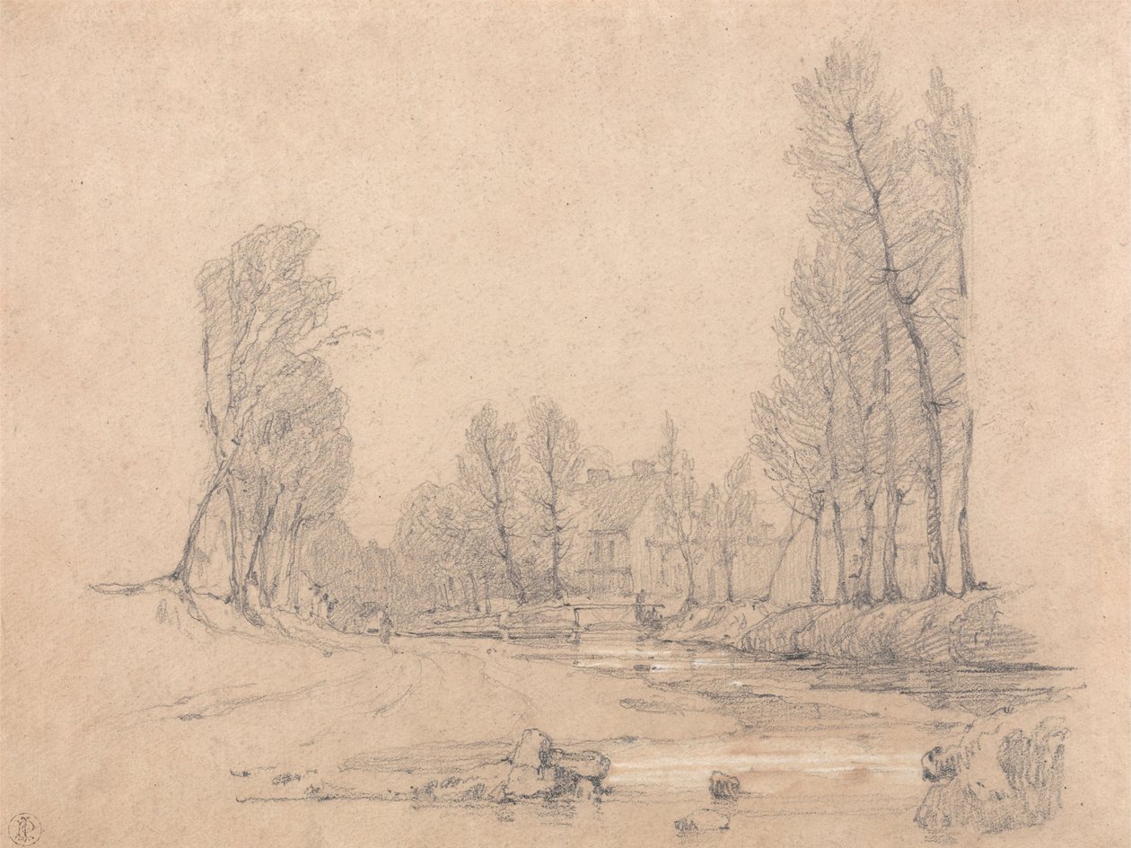 Erdős patak és parasztház Normandiában alkotó: Richard Parkes Bonington