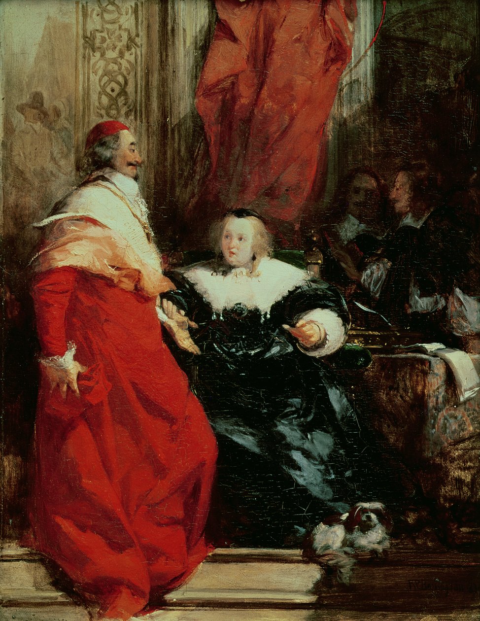 Osztrák Anna (1601-66) Mazarin bíborossal (1602-61) (olaj) alkotó: Richard Parkes Bonington