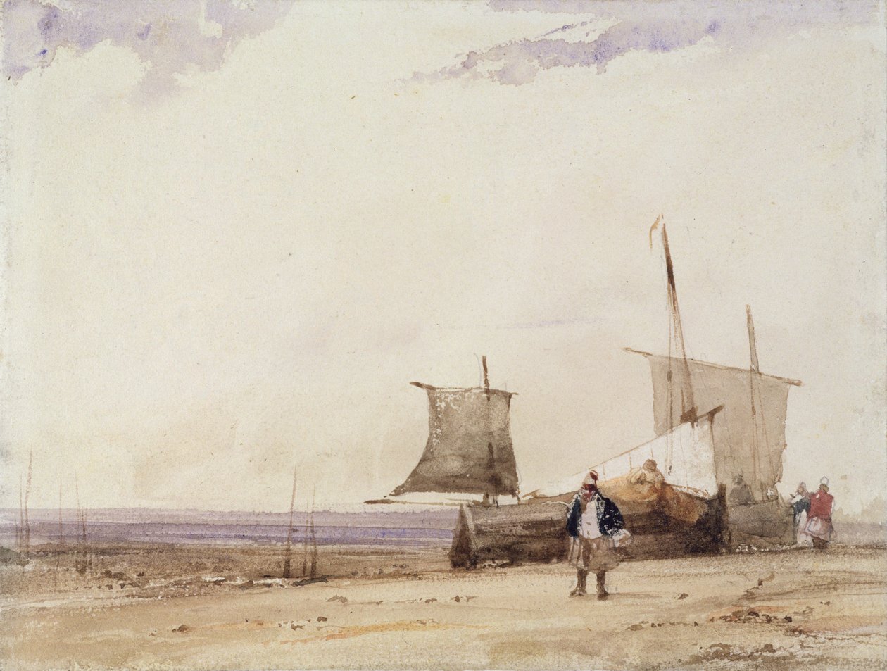 Tengerparti jelenet (wc, vászonpapír) alkotó: Richard Parkes Bonington