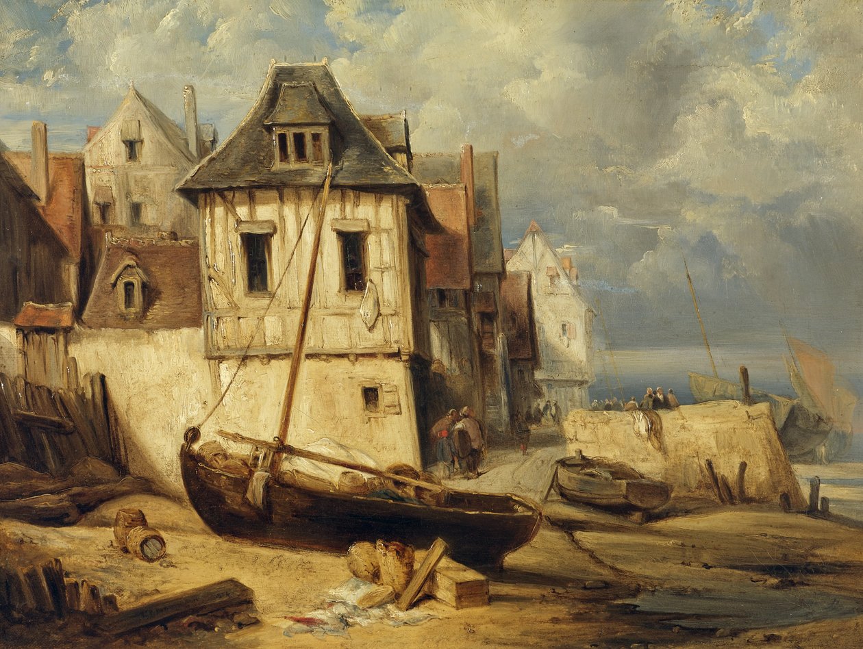 Tengerparti halászfalu alkotó: Richard Parkes Bonington