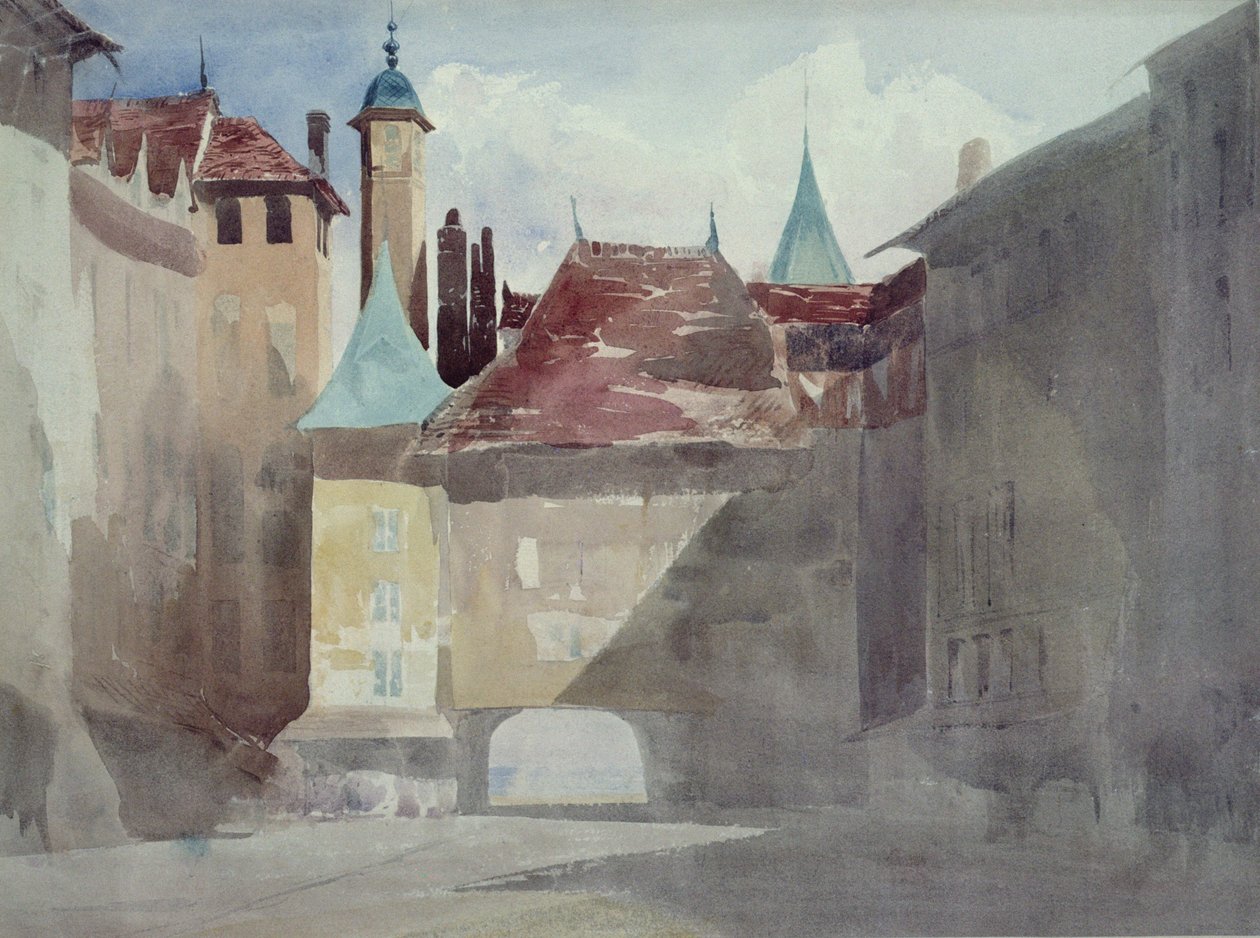 La Place du Molard, Genf (vázlat a 4995-höz) alkotó: Richard Parkes Bonington