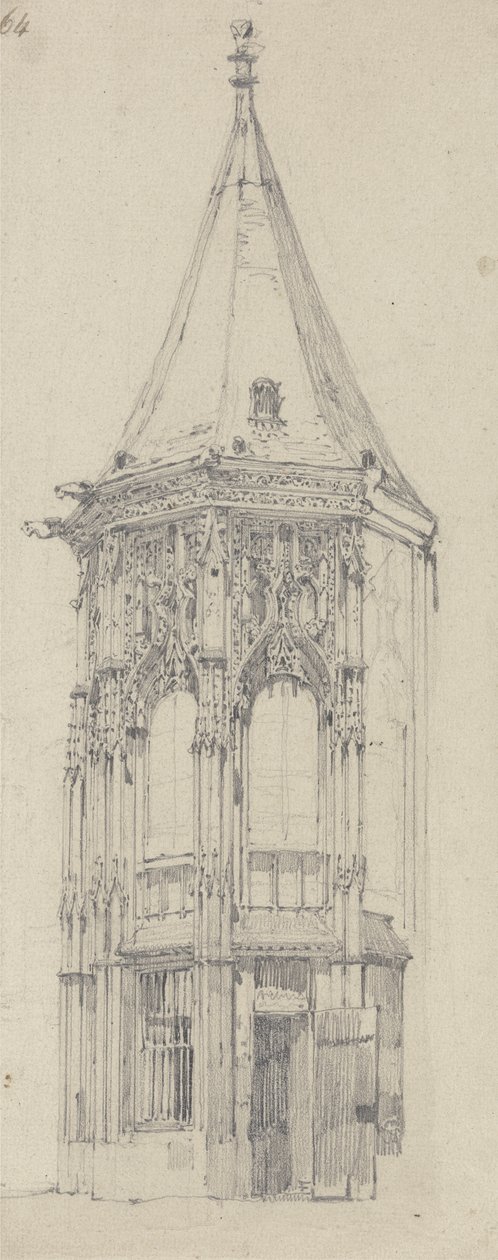 Törvényszék, Rouen (grafit papíron) alkotó: Richard Parkes Bonington