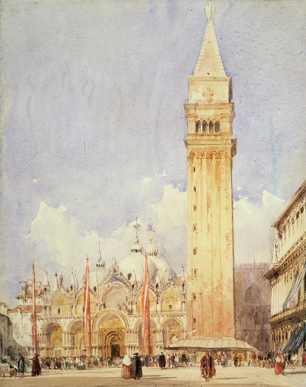 Piazza San Marco, Velence, 1826 körül (grafit és wc, papír) alkotó: Richard Parkes Bonington