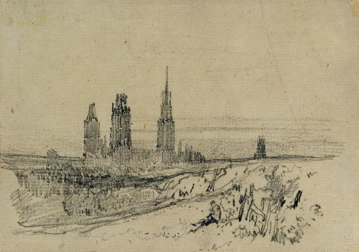 Roueni katedrális (ceruza és fekete kréta) alkotó: Richard Parkes Bonington