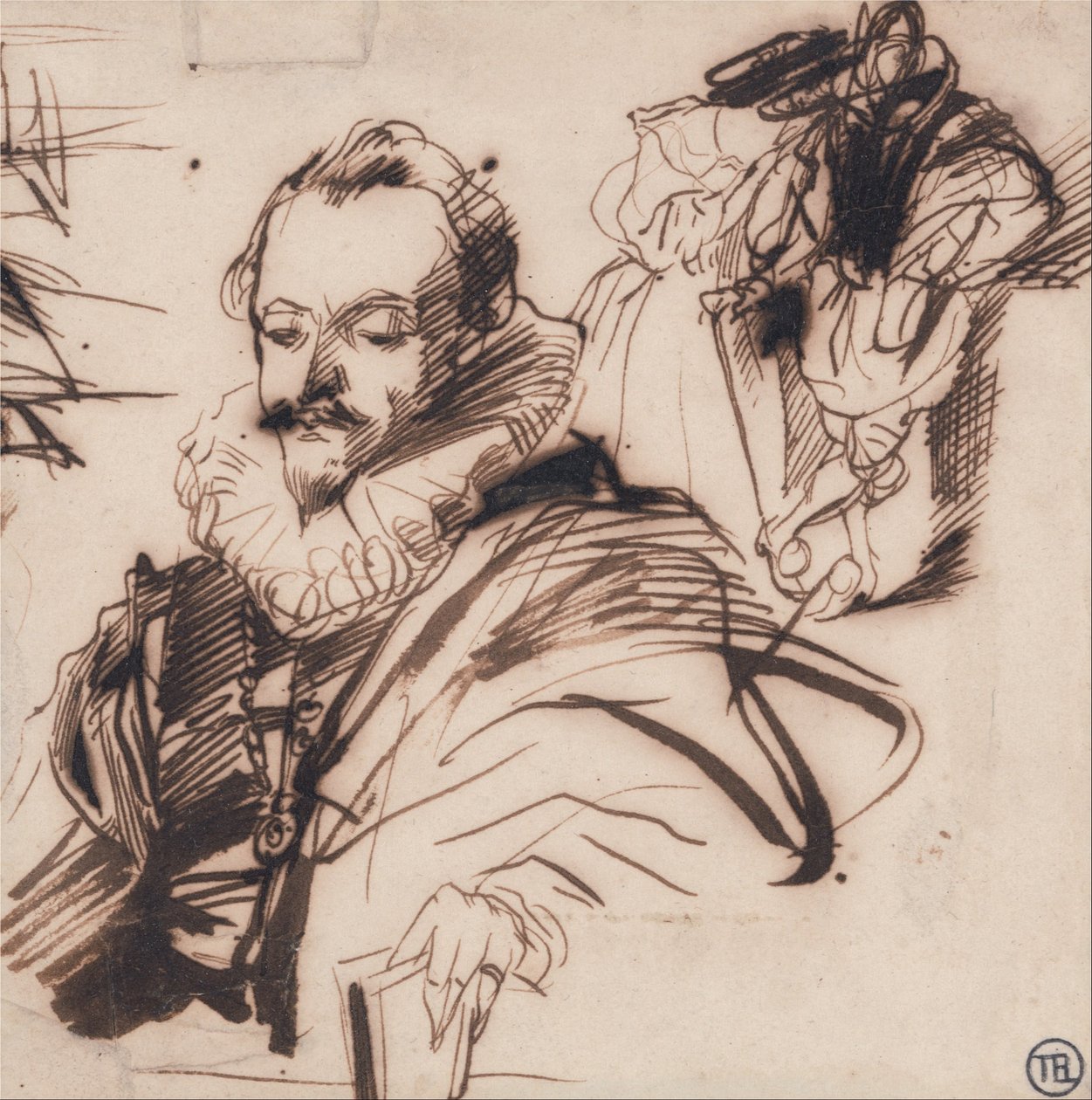 Tanulmány egy 17. századi úriemberről, Van Dyck után alkotó: Richard Parkes Bonington