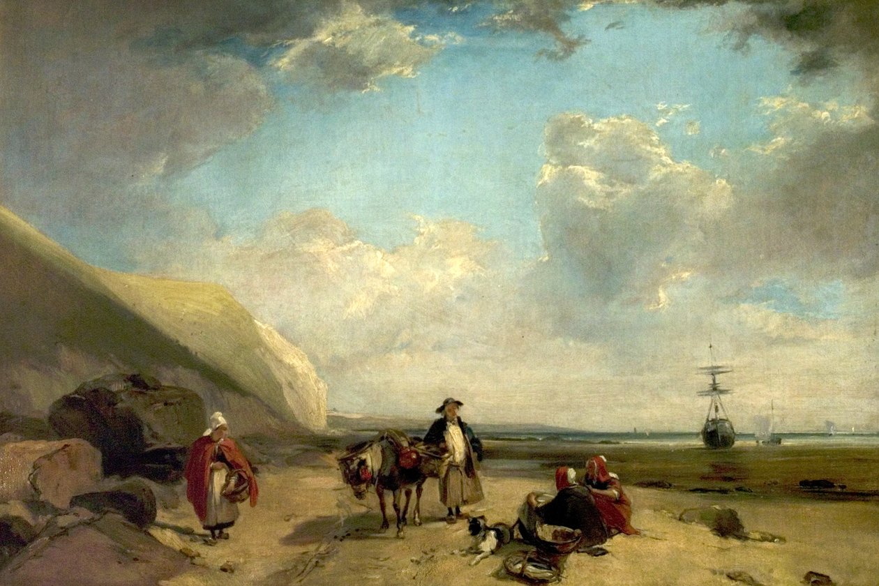 Fisherfolk Normandia partján, 1824 alkotó: Richard Parkes Bonington