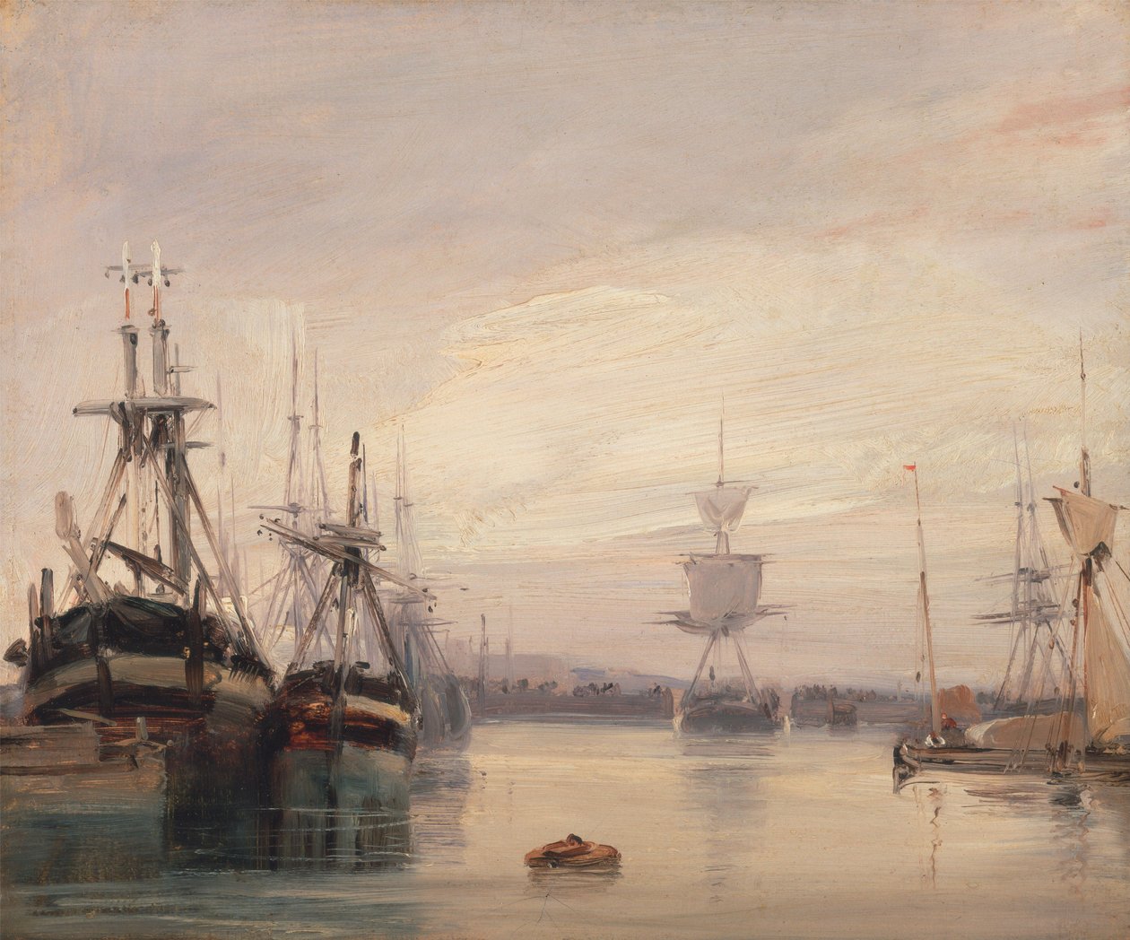 Egy francia kikötői jelenet (olaj, malomdeszka) alkotó: Richard Parkes circle of Bonington