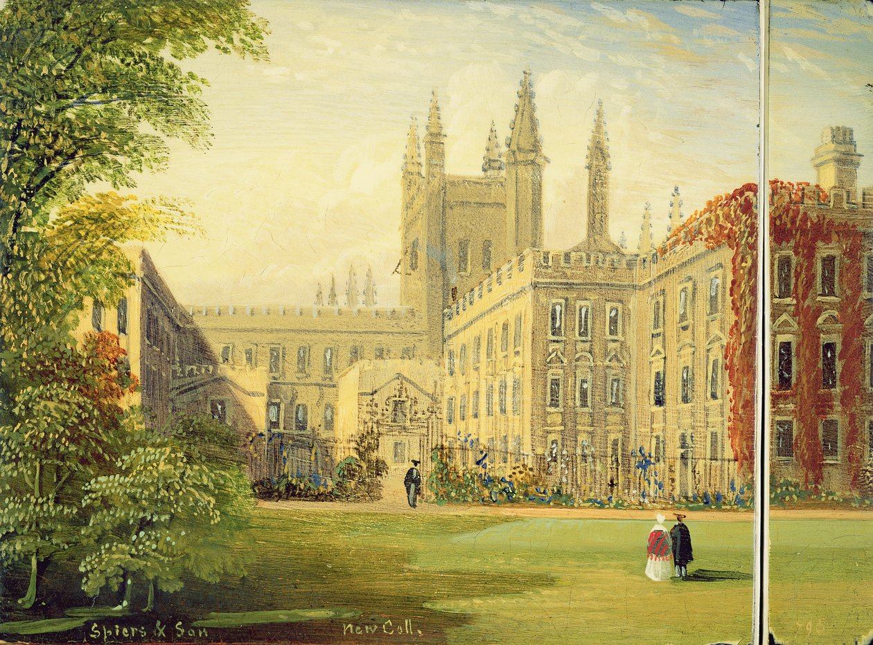 Viktoriánus kártyatok, a New College, Oxford és a Garden Quad jelenetével (papírmasé) alkotó: Richard Phene and Benjamin W. Spiers