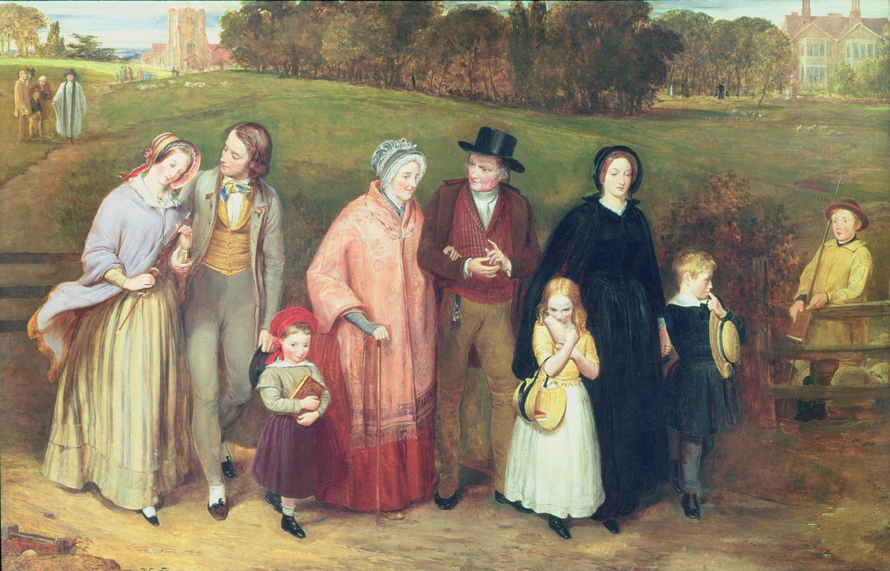 Vasárnap reggel – Séta a templomtól, 1846 alkotó: Richard Redgrave