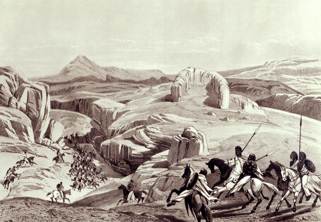 Wadela-fennsík (Abesszin lovasok), J. Ferguson metszet (litográfia) alkotó: Richard Rivington Holmes