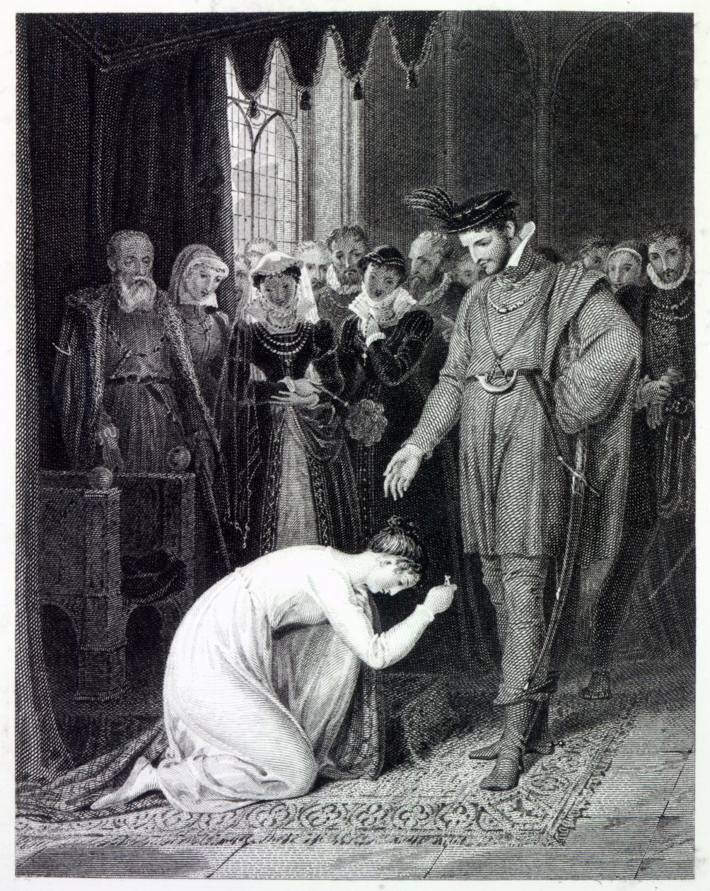 Ellen Douglas a gyűrűt mutatja, Walter Scott (1771-1832) „A tó hölgye” című művéből alkotó: Richard Westall