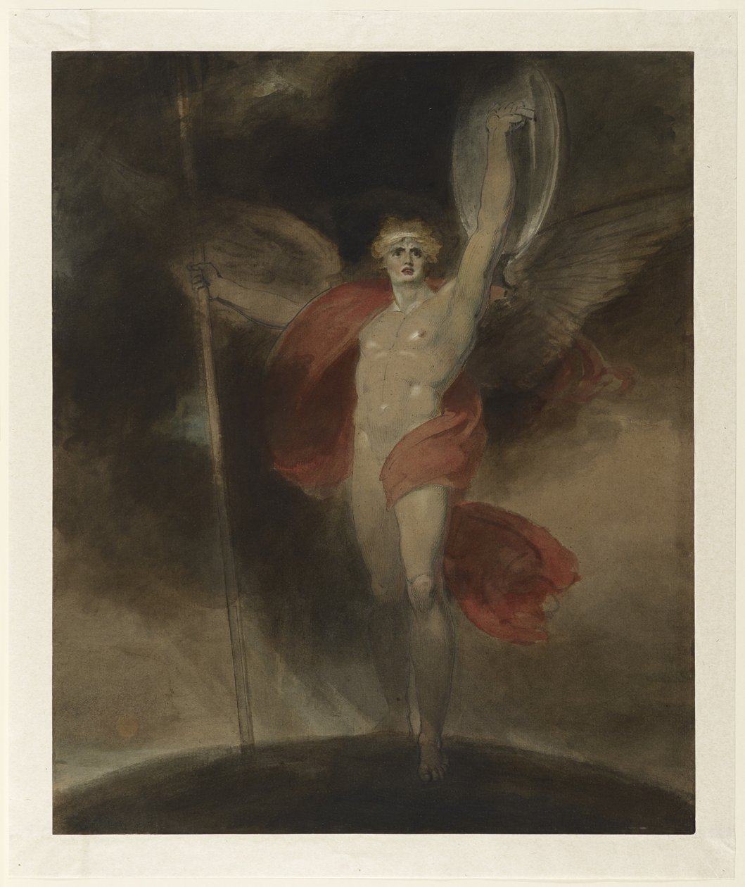 Satan Alarmd, 1790-es évek (akvarell, toll, tinta és gouache, ceruza fölött, fektetett papíron) alkotó: Richard Westall