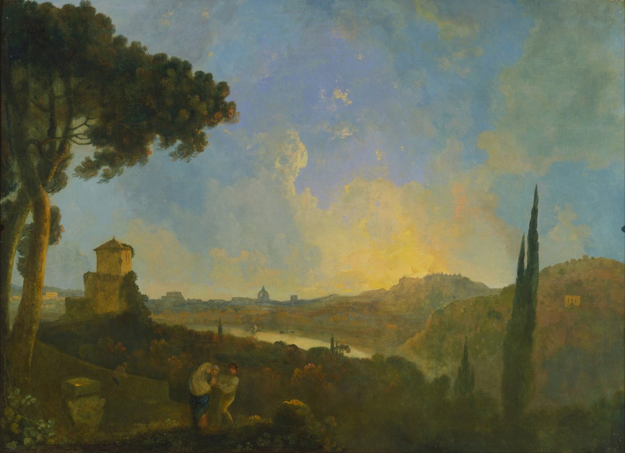 Kilátás a Tiberisre Rómával a távolban alkotó: Richard Wilson