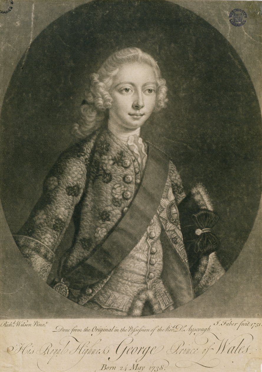 George, walesi herceg (1738-1820), később III. György, John Faber (1684-1756) metszetével, 1751 alkotó: Richard Wilson