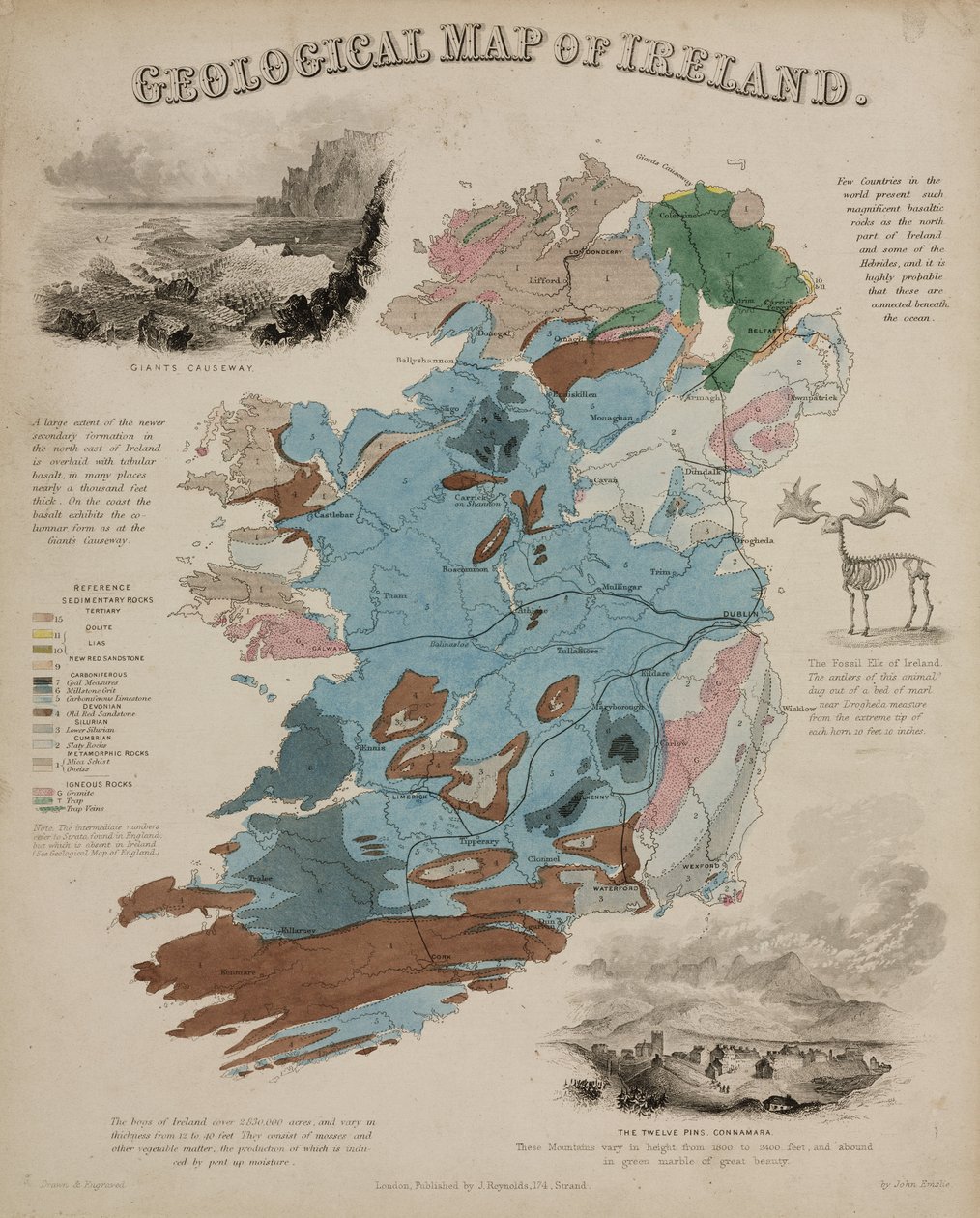 „Írország geológiai térképe”, 1850-es évek alkotó: John Pardon